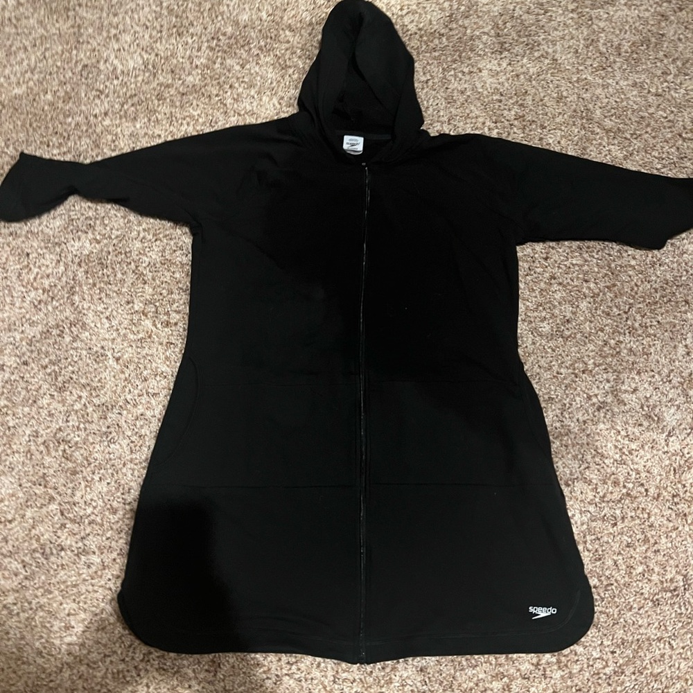 Speedo Black Hooded Swim Cover-Up